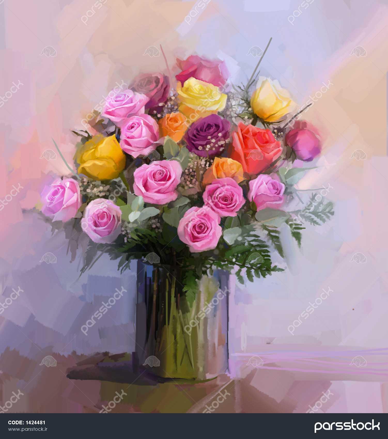 نقاشی گلدان گل