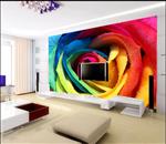 تصویر 6 از گالری عکس طرح پوستر کاغذ دیواری سه بعدی مدرن رنگی برجسته گل رز رنگارنگ