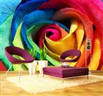 تصویر 4 از گالری عکس طرح پوستر کاغذ دیواری سه بعدی مدرن رنگی برجسته گل رز رنگارنگ