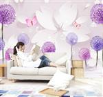 تصویر 2 از گالری عکس طرح پوستر کاغذ دیواری سه بعدی عاشقانه قاصدک و پروانه