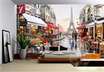 تصویر 5 از گالری عکس طرح پوستر کاغذ دیواری نقاشی رنگ روغن سبک اروپایی برج ایفل نقاشی عاشقانه خیابانی در پاریس