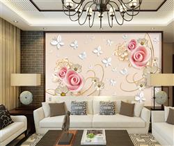 تصویر 5 از گالری عکس طرح پوستر کاغذ دیواری سه بعدی رز جنس زنبق و سوسن نقش برجسته