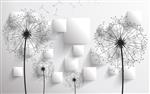 تصویر 1 از گالری عکس طرح پوستر دیواری سه بعدی مدرن مکعب و گل قاصدک