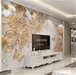 تصویر 2 از گالری عکس طرح پوستر دیواری سه بعدی لوکس جواهر و گل پروانه