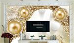 تصویر 3 از گالری عکس طرح پوستر دیواری سه بعدی کاخ طلا و جواهر گل پس زمینه دیوار لوکس و روشن