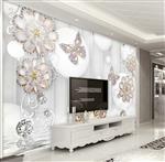 تصویر 3 از گالری عکس طرح پوستر دیواری سه بعدی گل اروپایی پروانه و منبت الماس برجسته