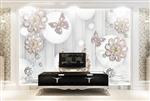 تصویر 2 از گالری عکس طرح پوستر دیواری سه بعدی گل اروپایی پروانه و منبت الماس برجسته