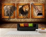 تصویر 3 از گالری عکس طرح پوستر دیواری چاپی سه بعدی قاب عکس مجلل کلاسیک حیوانات آفریقایی