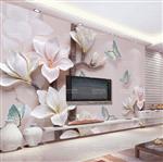 تصویر 2 از گالری عکس طرح پوستر دیواری چاپی سه بعدی پروانه برجسته صورتی رنگ