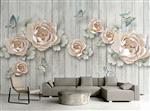 تصویر 2 از گالری عکس طرح پوستر دیواری چاپی سه بعدی پس زمینه چوب و پروانه
