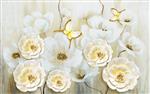 تصویر 1 از گالری عکس طرح پوستر دیواری چاپی سه بعدی پروانه و گل های سفید