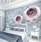 تصویر 3 از گالری عکس طرح پوستر دیواری چاپی سه بعدی توری ابریشمی گل لوکس به سبک عروسی