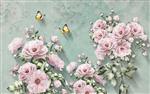 تصویر 1 از گالری عکس طرح پوستر دیواری چاپی سه بعدی اروپایی گل صورتی و پروانه