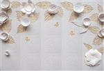 تصویر 1 از گالری عکس طرح پوستر دیواری چاپی سه بعدی اروپایی لوکس چرمی و کنده کاری گل