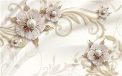 تصویر 1 از گالری عکس طرح پوستر دیواری چاپی سه بعدی نفیس جواهرات برجسته اروپایی تزئینی از گل