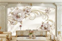 تصویر 3 از گالری عکس طرح پوستر دیواری چاپی سه بعدی نفیس جواهرات برجسته اروپایی تزئینی از گل