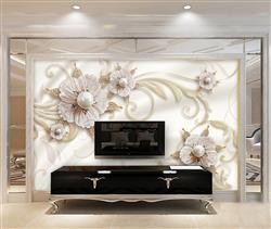 تصویر 5 از گالری عکس طرح پوستر دیواری چاپی سه بعدی نفیس جواهرات برجسته اروپایی تزئینی از گل