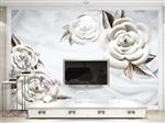 تصویر 2 از گالری عکس طرح پوستر دیواری چاپی سه بعدی مدرن گل برجسته و ابریشم در پس زمینه دیوار