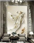 تصویر 2 از گالری عکس طرح پوستر دیواری چاپی سه بعدی مجسمه پری دریایی زیبا 