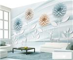 تصویر 3 از گالری عکس طرح پوستر دیواری چاپی سه بعدی آبی و گل اوریگامی 