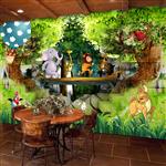تصویر 7 از گالری عکس طرح پوستر دیواری چاپی سه بعدی اتاق کودک کارتون جنگل رویایی