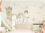 تصویر 2 از گالری عکس طرح پوستر دیواری چاپی داستانی پری و شاهزاده خانم کوچک برای اتاق کودک شامل قلعه و تک شاخ
