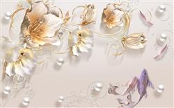 تصویر 1 از گالری عکس طرح پوستر دیواری چاپی سه بعدی جواهرات و گلهای لاله