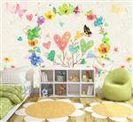 تصویر 3 از گالری عکس طرح پوستر کاغذ دیواری سه بعدی کارتون گل پروانه نقاشی دیواری