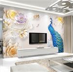 تصویر 4 از گالری عکس طرح پوستر کاغذ دیواری سه بعدی طاووس به سبک نقاشی های تزئینی