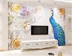 تصویر 3 از گالری عکس طرح پوستر کاغذ دیواری سه بعدی طاووس به سبک نقاشی های تزئینی