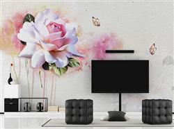 تصویر 3 از گالری عکس طرح پوستر کاغذ دیواری گل آبرنگی و پروانه ها به سبک آمریکایی