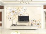 تصویر 2 از گالری عکس طرح پوستر کاغذ دیواری سه بعدی طلا و جواهر مدرن و گل برجسته