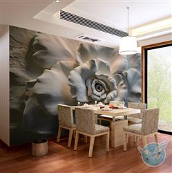 تصویر 7 از گالری عکس طرح پوستر کاغذ دیواری سه بعدی گل رز برجسته گچبری شده
