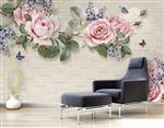 تصویر 5 از گالری عکس طرح پوستر کاغذ دیواری سه بعدی دیوار چوبی پس زمینه و گل رز