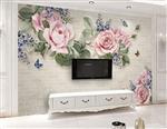 تصویر 4 از گالری عکس طرح پوستر کاغذ دیواری سه بعدی دیوار چوبی پس زمینه و گل رز