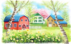 تصویر 1 از گالری عکس طرح پوستر کاغذ دیواری باغ زیبا و نقاشی رنگ و روغن برای دیوار اتاق کودک