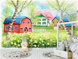 تصویر 2 از گالری عکس طرح پوستر کاغذ دیواری باغ زیبا و نقاشی رنگ و روغن برای دیوار اتاق کودک