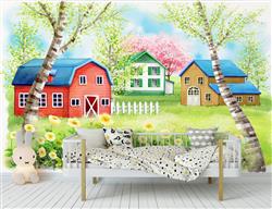 تصویر 4 از گالری عکس طرح پوستر کاغذ دیواری باغ زیبا و نقاشی رنگ و روغن برای دیوار اتاق کودک