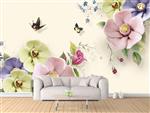 تصویر 2 از گالری عکس طرح پوستر کاغذ دیواری سه بعدی شیک گل های آبکاری شده و پروانه