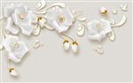 تصویر 1 از گالری عکس طرح پوستر کاغذ دیواری سه بعدی زیبا گل رز ساده کنده کاری شده