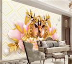 تصویر 4 از گالری عکس طرح پوستر کاغذ دیواری سه بعدی برجسته گل مدرن اروپایی و سر گوزن