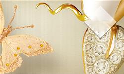 تصویر 5 از گالری عکس طرح پوستر کاغذ دیواری سه بعدی لوکس جواهر و گل ابریشم طلا و جواهر بر روی ساتن