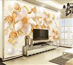 تصویر 3 از گالری عکس طرح پوستر کاغذ دیواری سه بعدی لوکس طلا جواهرات و گل سبک مدرن