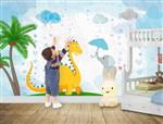 تصویر 3 از گالری عکس طرح پوستر کاغذ دیواری فیل کوچک و بچه دایناسور برای اتاق کودک
