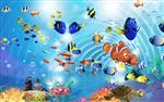 تصویر 1 از گالری عکس طرح پوستر کاغذ دیواری سه بعدی رویای زیر آب کارتونی اتاق کودک نقاشی دیواری