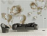 تصویر 7 از گالری عکس طرح پوستر کاغذ دیواری سه بعدی نقش برجسته گل و پرنده