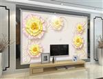 تصویر 3 از گالری عکس طرح پوستر کاغذ دیواری سه بعدی لوکس برجسته گل و شکوفه جدید