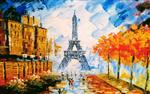 تصویر 1 از گالری عکس طرح پوستر کاغذ دیواری نقاشی رنگ و روغن برج ایفل در پاریس