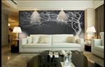 تصویر 2 از گالری عکس طرح لایه باز پوستر کاغذ دیواری سه بعدی نقاشی مدرن مینیمالیستی درخت سفید و پس زمینه تیره