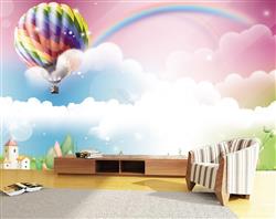 تصویر 3 از گالری عکس طرح پوستر کاغذ دیواری سه بعدی کودکانه کارتونی زیبا دکوراسیون اتاق و نقاشی رنگین کمان و بالن